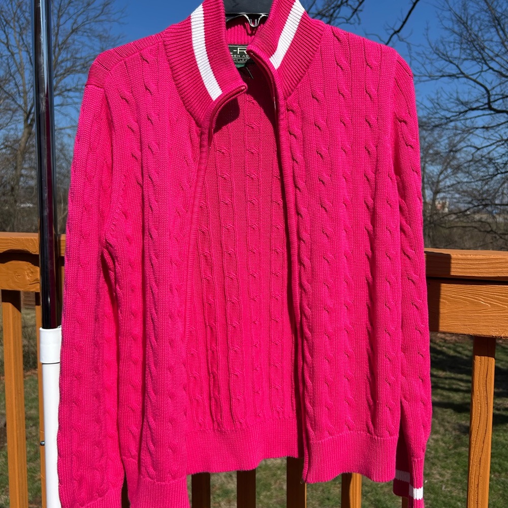 Vintage Ralph Lauren Hot Pink Y2K CABLE KNIT SWEATER